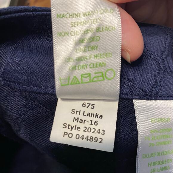 Lilly Pulitzer Navy Jacquard Slim Pants Size 0 Cotton Stretch Trellis Print - Picture 6 of 6